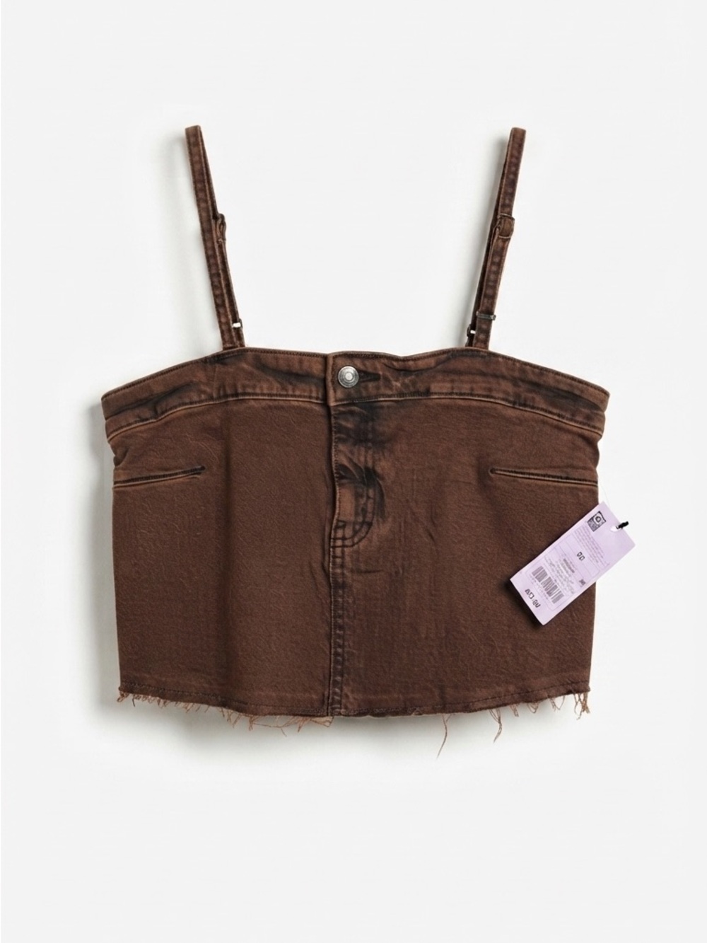 Wild Fable Brown Denim Corset Style Crop Top - Size XS - Picture 1 of 5
